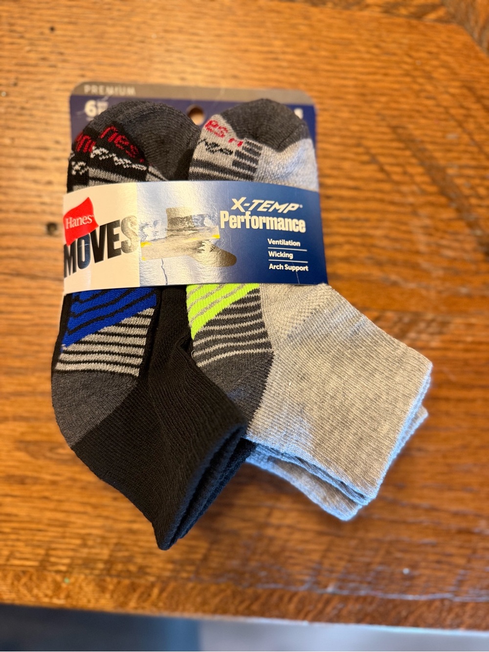 6 pairs Hanes X-Temp Performance boys 9-2 1/2 ankle Socks -